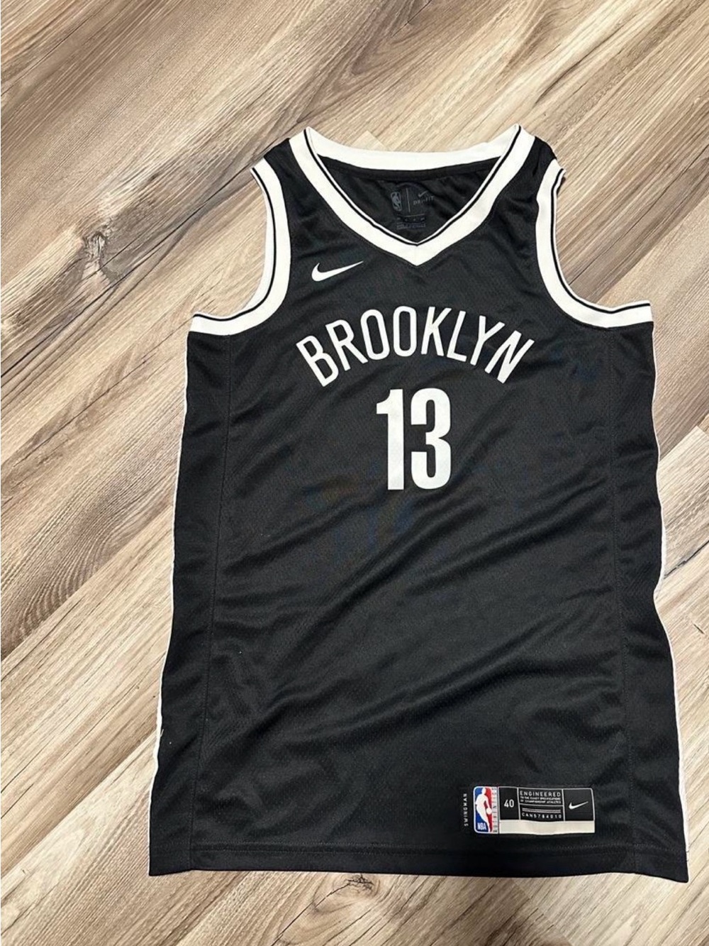 Nike Black Brooklyn Basketball Jersey with White Trim